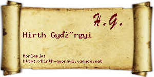 Hirth Györgyi névjegykártya